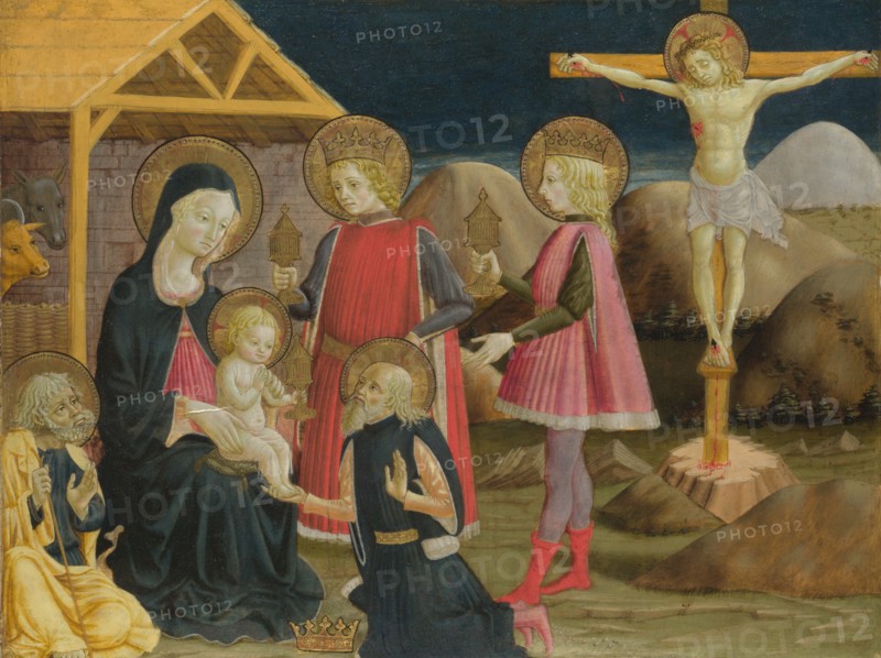 The Adoration of the Kings, and Christ on the Cross, ca 1470. Artist: Bonfigli, Benedetto (1420-1496)