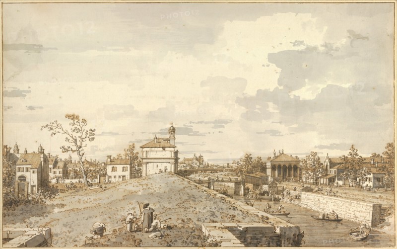 The Porta Portello with the Brenta Canal in Padua, 1740-1743. Artist: Canaletto (1697-1768)