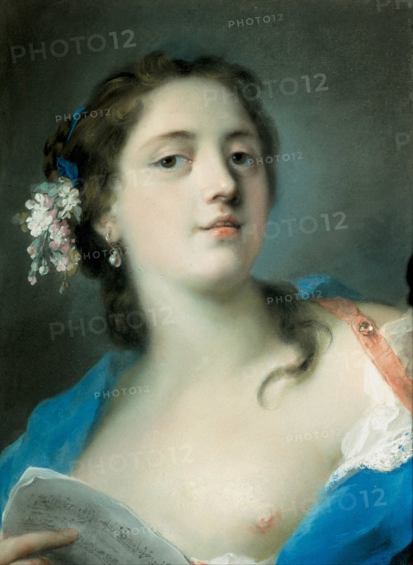 The Singer Faustina Bordoni (1697-1781) with a Musical Score, c. 1725. Artist: Carriera, Rosalba Giovanna (1657-1757)