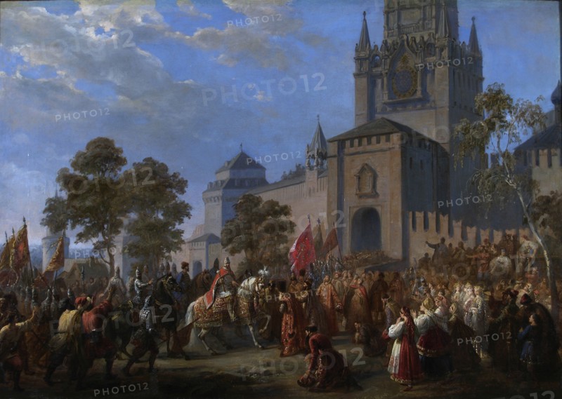 The national uprising of Kuzma Minin and Count Dmitry Pozharsky, 1856. Artist: Dusi, Cosroe (1808-1859)