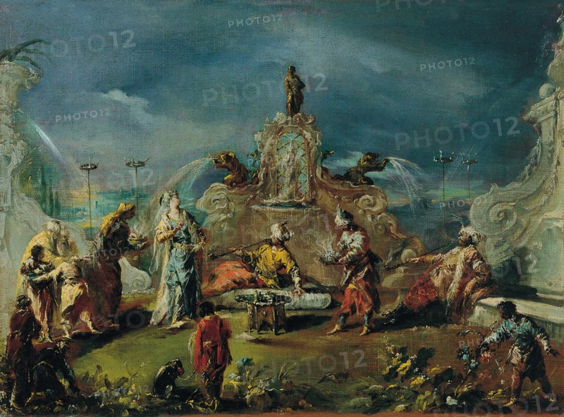 Scene in the Garden of a Serraglio, ca 1743. Artist: Guardi, Giovanni Antonio (1699-1760)