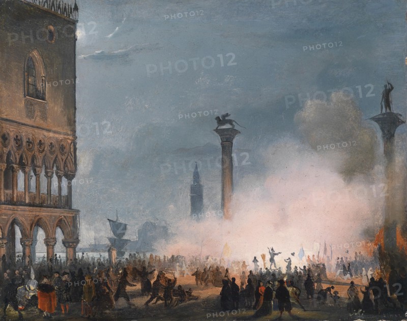 Arrival of Empress Elisabeth of Austria in Venice. Artist: Caffi, Ippolito (1814-1866)