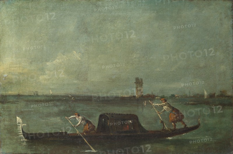 A Gondola on the Lagoon near Mestre, after 1780. Artist: Guardi, Francesco (1712-1793)