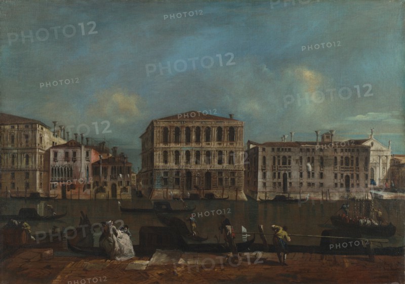 Venice. The Grand Canal with Palazzo Pesaro, 1755-1760. Artist: Guardi, Francesco (1712-1793)