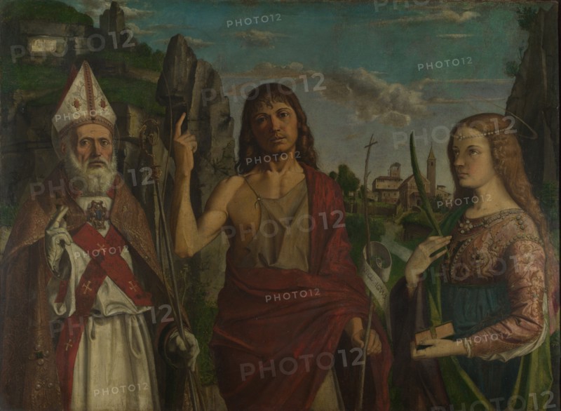 Saint Zeno, Saint John the Baptist and a Female Martyr, c. 1495. Artist: Montagna, Bartolomeo (1449-1523)
