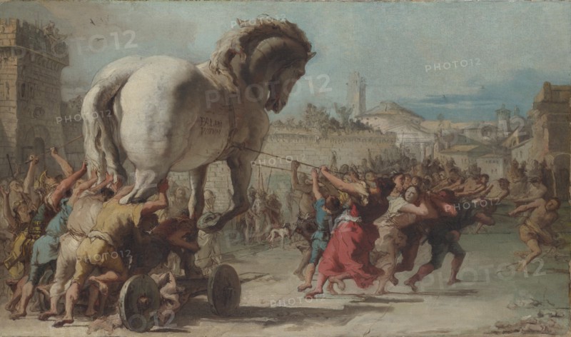 The Procession of the Trojan Horse into Troy, ca 1760. Artist: Tiepolo, Giandomenico (1727-1804)