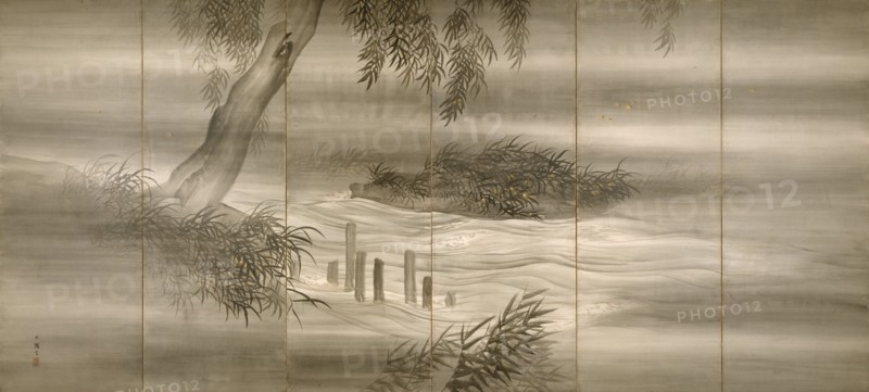 River Landscape with Fireflies, 1874. Artist: Bunrin, Shiokawa (1808-1877)
