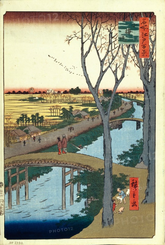 Koume Embankment (One Hundred Famous Views of Edo), 1856-1858. Artist: Hiroshige, Utagawa (1797-1858)