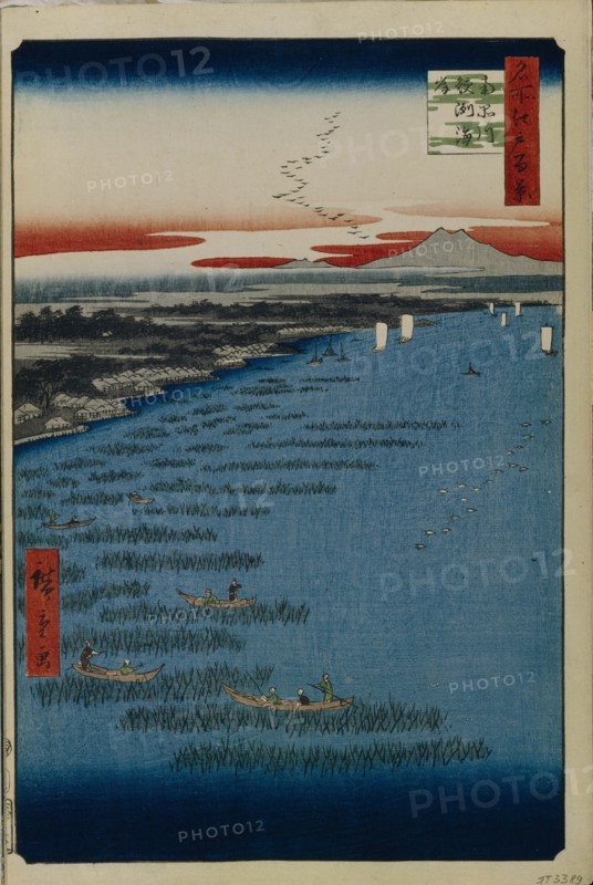 Minami Shinagawa and Samezu Coast (One Hundred Famous Views of Edo), 1856-1858. Artist: Hiroshige, Utagawa (1797-1858)