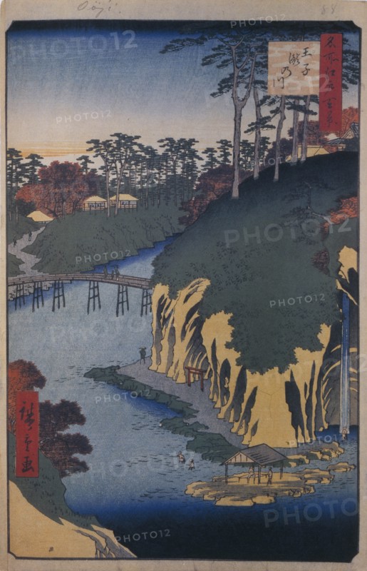 The Takinogawa in Oji (One Hundred Famous Views of Edo), 1856-1858. Artist: Hiroshige, Utagawa (1797-1858)