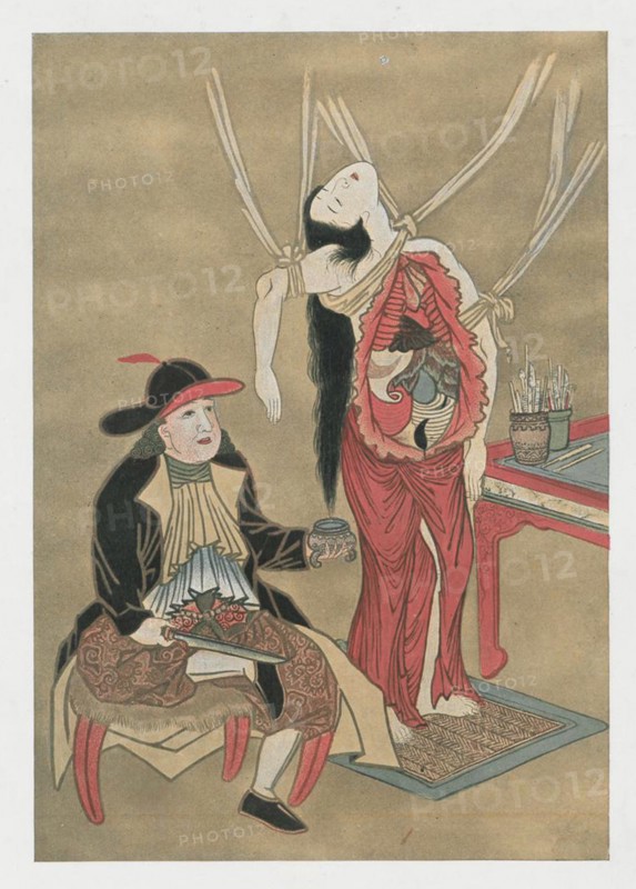 Dutch physician anatomizing a japanese woman, 18th century. Artist: Anonymous
