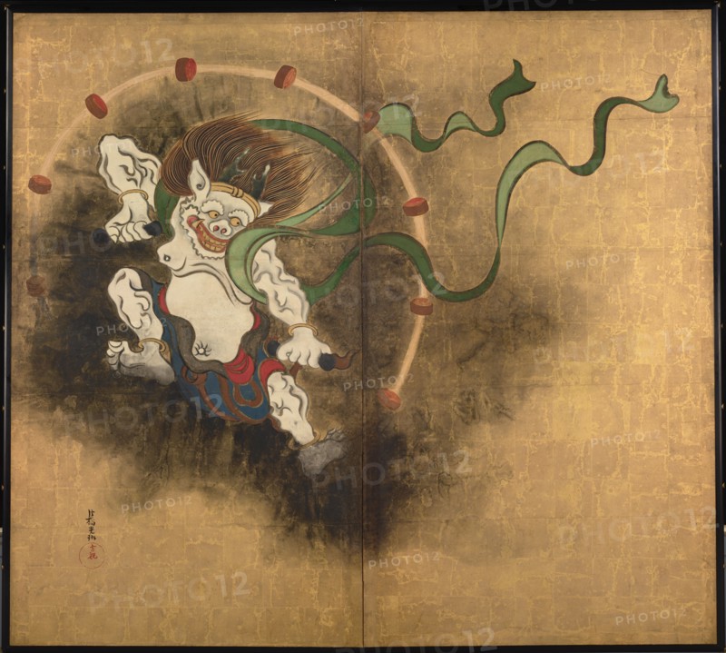 The Thunder God. Left part of two-fold screens Wind God and Thunder God, Early 18th cen.. Artist: Korin, Ogata (1658-1716)