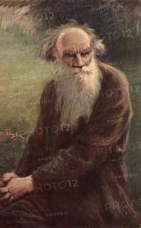 Portrait of the author Leo N. Tolstoy (1828-1910), 1910. Artist: Styka, Jan (1858-1925)