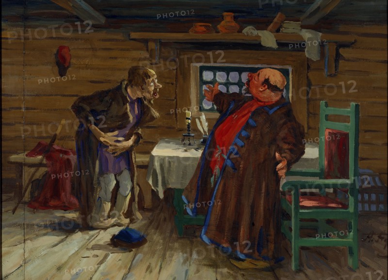 A patient came to the Deacon..., c. 1910. Artist: Afanasyev, Aleksei Fyodorovich (1850-1920)