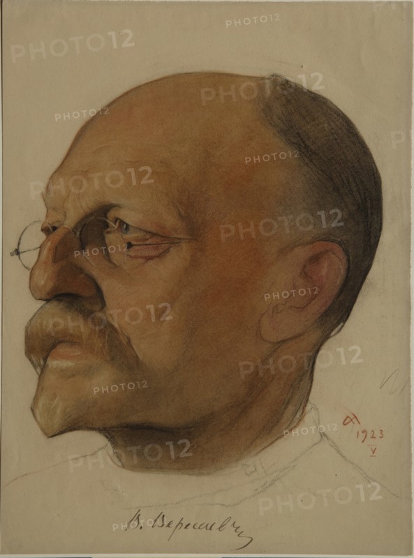 Portrait of Vikenty Vikentyevich Veresaev (1867-1945), 1923. Artist: Andreev, Nikolai Andreevich (1873-1932)