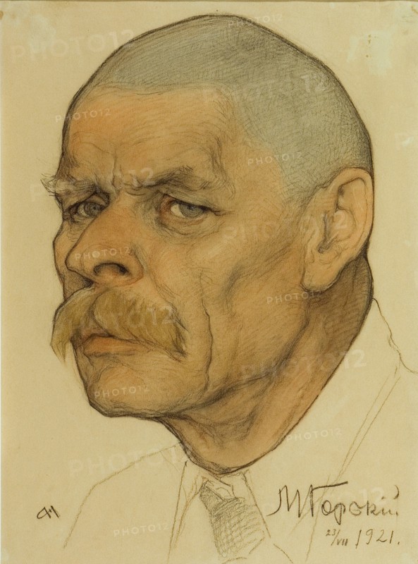 Portrait of the author Maxim Gorky (1868-1939), 1921. Artist: Andreev, Nikolai Andreevich (1873-1932)