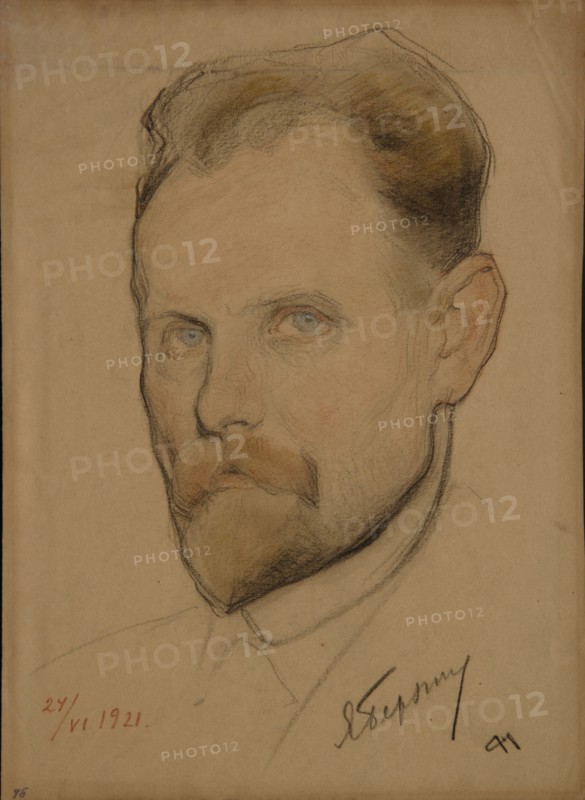 Portrait of Jan Berzin (1889-1938), 1921. Artist: Andreev, Nikolai Andreevich (1873-1932)