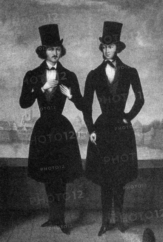Portrait of Alexander Pushkin and Nikolai Gogol, First quarter of 19th cen.. Artist: Anonymous