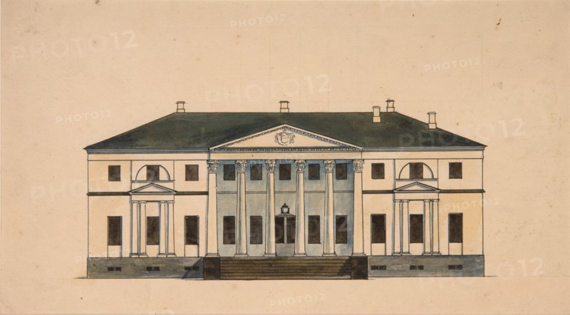 Facade of the House in the Golitsyn' Petrovo-Dalneye Estate, First quarter of 19th cen.. Artist: Anonymous