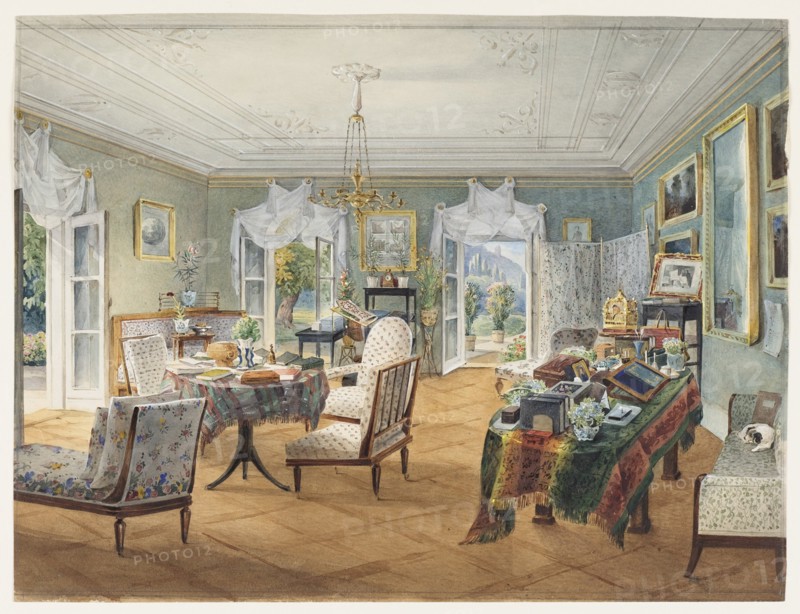 Sitting Room in a Country Estate, 1830-1840s. Artist: Anonymous