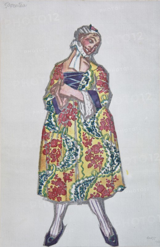 Costume design for the ballet Le donne di buon umore by C. Goldoni, 1917. Artist: Bakst, Léon (1866-1924)