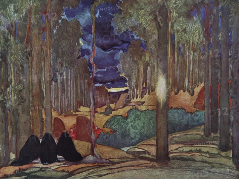 Stage design for the play The Martyrdom of St. Sebastian by Gabriele D'Annuzio, 1922. Artist: Bakst, Léon (1866-1924)