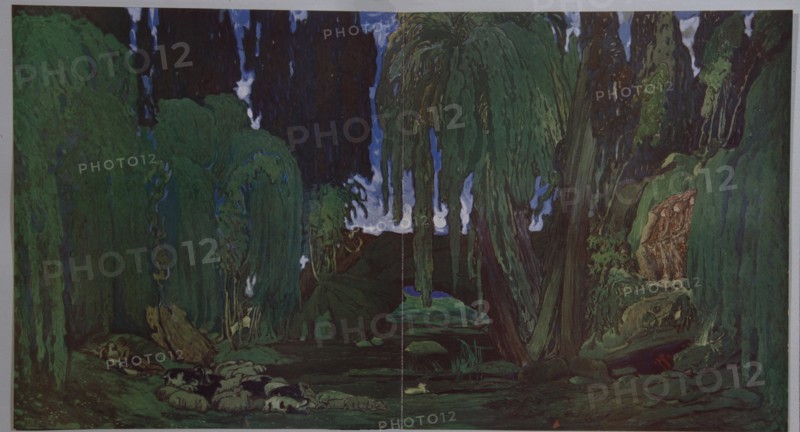 Stage design for the ballet Narcisse by N. Tcherepnin, 1911. Artist: Bakst, Léon (1866-1924)