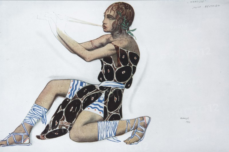 Narcissus. Costume design for the ballet Narcisse by N. Tcherepnin, 1911. Artist: Bakst, Léon (1866-1924)