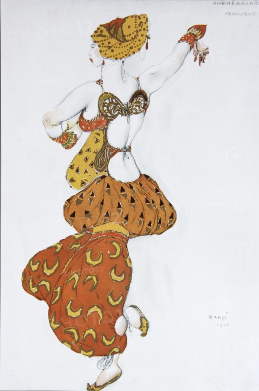 Odalisque. Costume design for the ballet Sheherazade by N. Rimsky-Korsakov, 1910. Artist: Bakst, Léon (1866-1924)