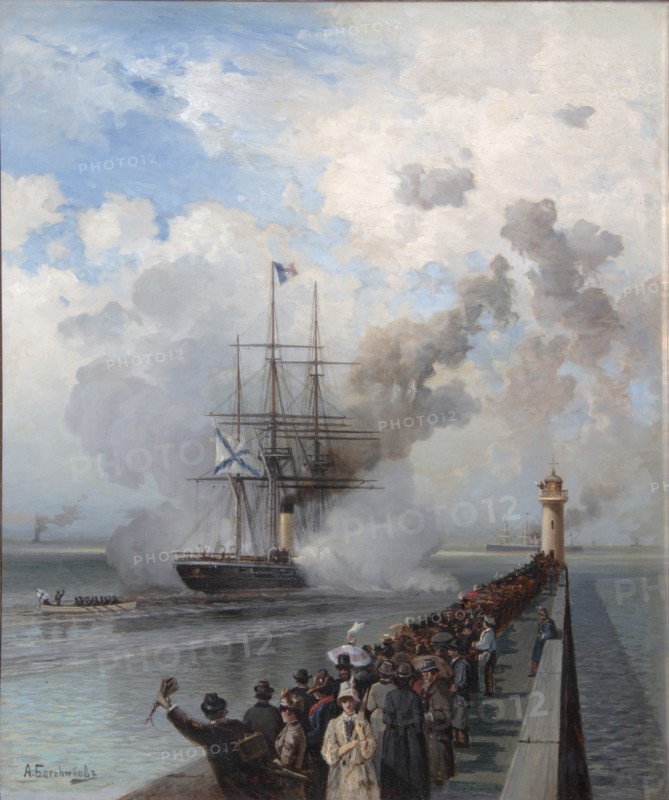 Russian screw clipper Razboynik, 1888. Artist: Bogolyubov, Alexei Petrovich (1824-1896)