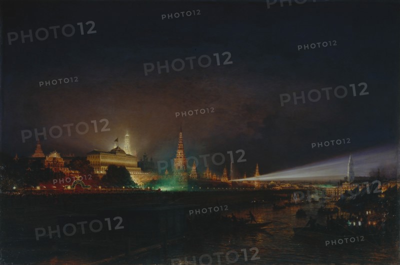 Illumination of the Moscow Kremlin, 1883. Artist: Bogolyubov, Alexei Petrovich (1824-1896)