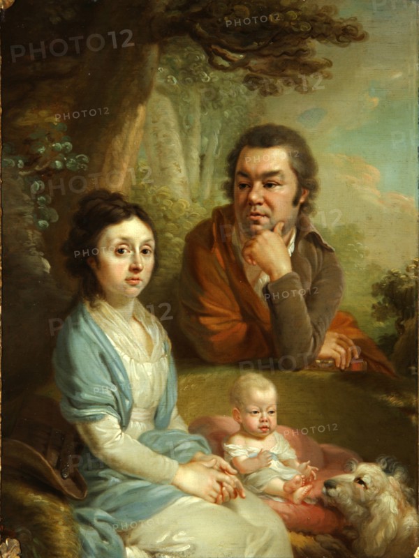 Portrait of Vasily Nebolsin, his Wife Avdotia and Child, End 1790s. Artist: Borovikovsky, Vladimir Lukich (1757-1825)