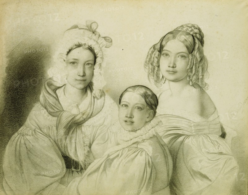 Portrait of Countesses Praskovia, Nadezhda and Maria Vyazemsky, 1835. Artist: Bruni, Fyodor Antonovich (1800-1875)
