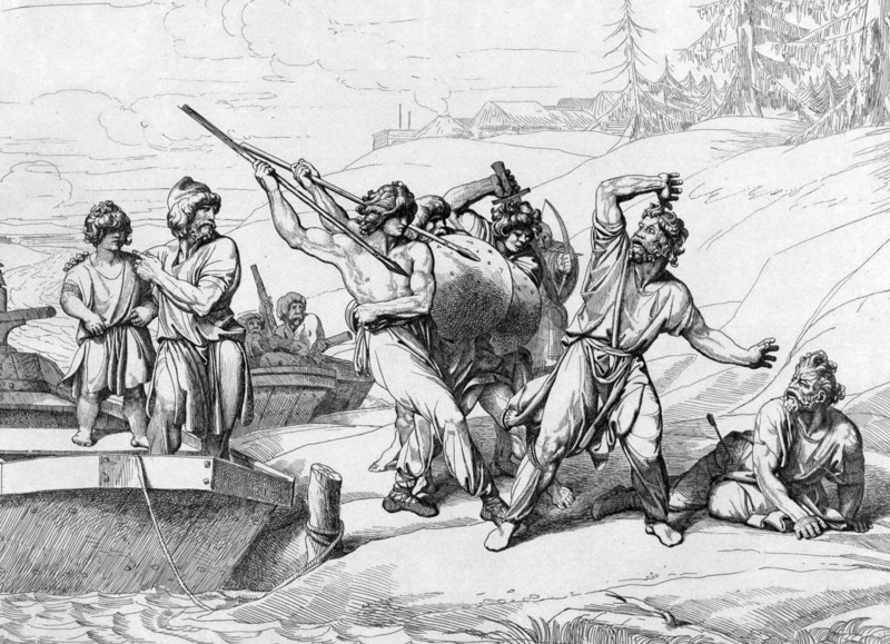 The Death of Askold and Dir, before 1839. Artist: Bruni, Fyodor Antonovich (1800-1875)