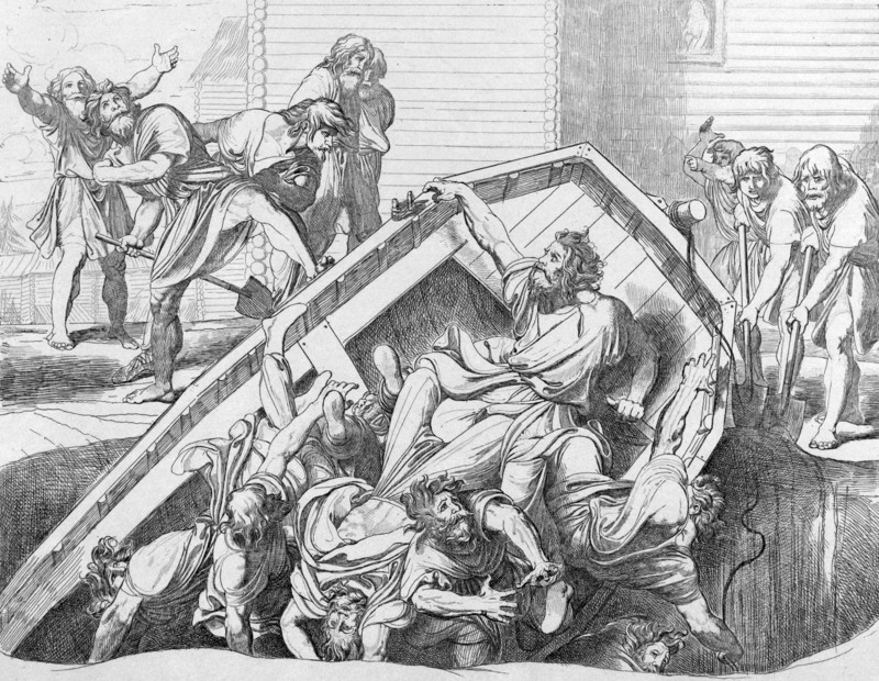 Olga's avenge to the Drevlians, before 1839. Artist: Bruni, Fyodor Antonovich (1800-1875)