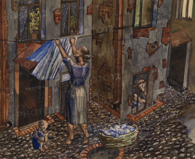Old Courtyard, 1930. Artist: Evgrafov, Nikolay Ivanovich (1904-1941)