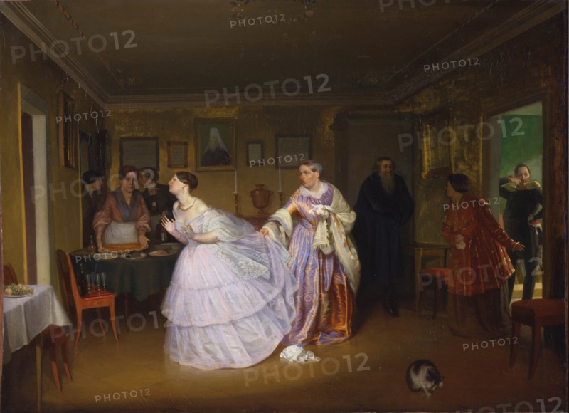 The Major Makes a Proposal, 1851. Artist: Fedotov, Pavel Andreyevich (1815-1852)