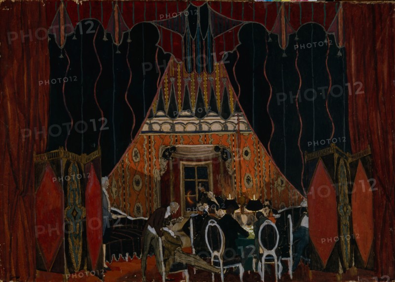 Stage design for the theatre play The Masquerade by M. Lermontov, 1917. Artist: Golovin, Alexander Yakovlevich (1863-1930)