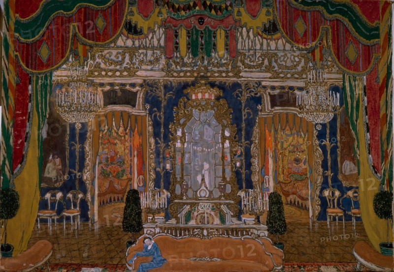 Stage design for the theatre play The Masquerade by M. Lermontov, 1917. Artist: Golovin, Alexander Yakovlevich (1863-1930)