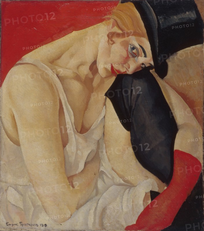 Lady in Top Hat, 1919. Artist: Grigoriev, Boris Dmitryevich (1886-1939)