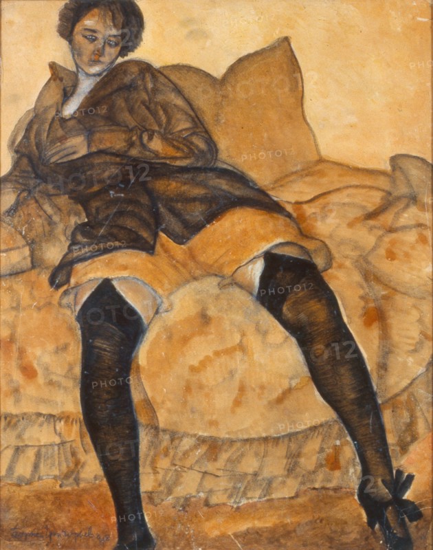 A sitting woman, c. 1918. Artist: Grigoriev, Boris Dmitryevich (1886-1939)