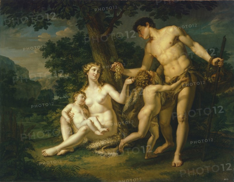Adam and Eve with Children Under A Tree, 1803. Artist: Ivanov, Andrei Ivanovich (1775-1848)