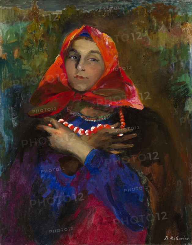 Russian Maiden in a Red Headscarf. Artist: Malyavin, Filipp Andreyevich (1869-1940)