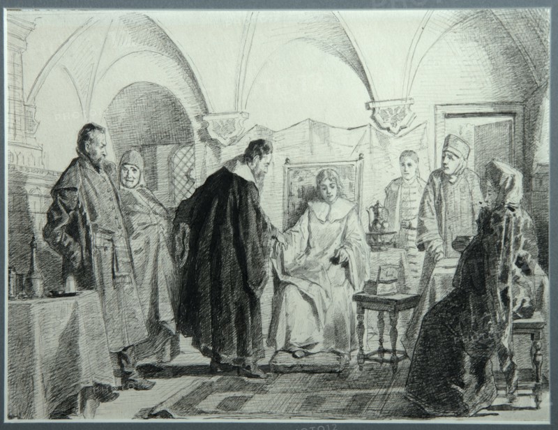 Maria Ivanovna Khlopova, the Bride of the Tsar Michail Fyodorovich, 1884. Artist: Nevrev, Nikolai Vasilyevich (1830-1904)