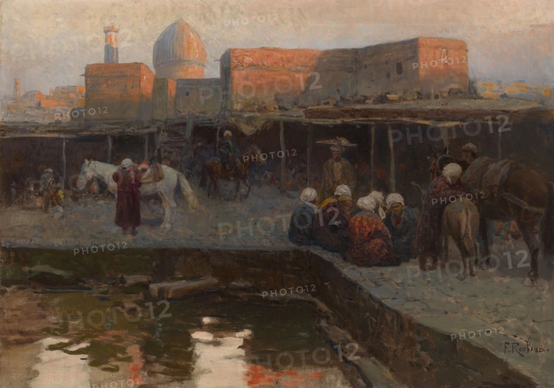 Caravanserai by Gur-e Amir in Samarkand. Artist: Roubaud, Franz (1856-1928)