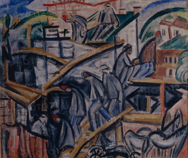 Building new house, 1913. Artist: Rozanova, Olga Vladimirovna (1886-1918)