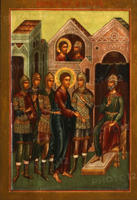 Christ before Pilate, Early 20th cen.. Artist: Russian icon