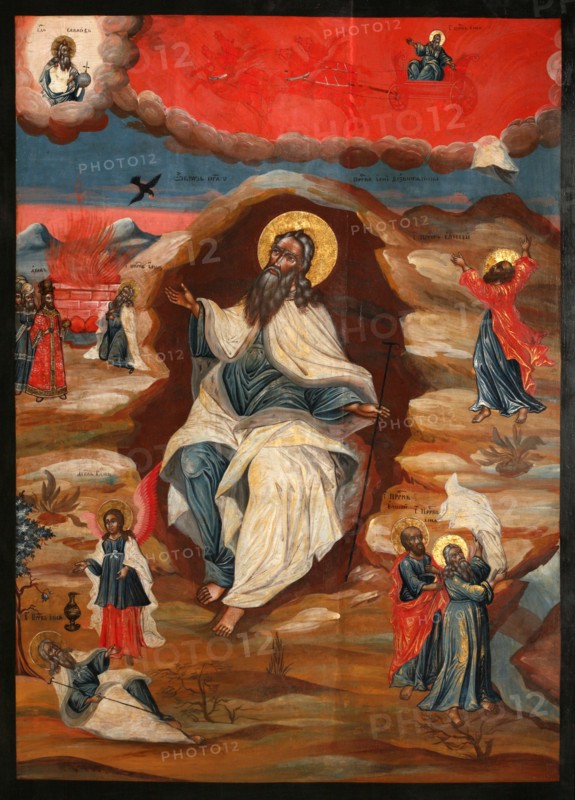 The Prophet Elijah in the Wilderness, Late 18th cent.. Artist: Russian icon
