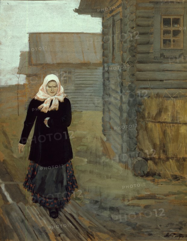 In a country village. Going to church, 1903. Artist: Ryabushkin, Andrei Petrovich (1861-1904)