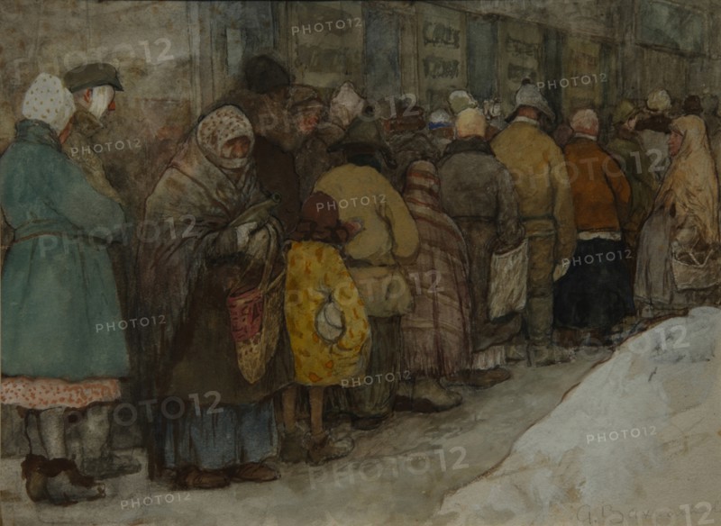 The Queue, ca 1921. Artist: Vakhrameyev, Alexander Ivanovich (1874-1926)